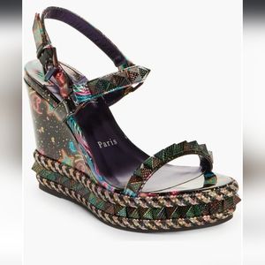Brand new  Christian Louboutin Pyraclou Starlight Printed Wedge Sandals
